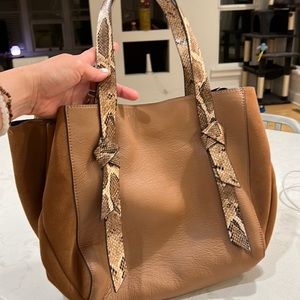 Authentic RACHEL ZOE Stone tote with faux reptile handles! Boho❤️Gorgeous!